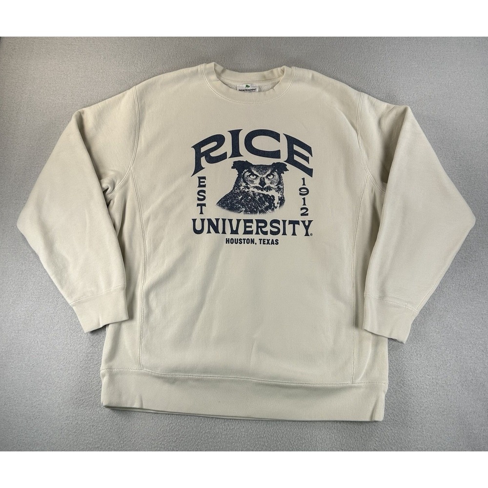 Rice University Owls White Crewneck Sweater Mens LARGE Cream White